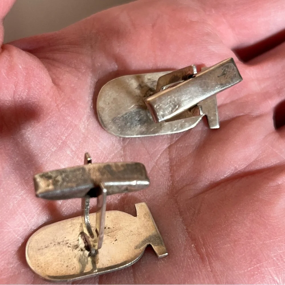 Antique Art Deco Victorian Egyptian Pharaoh Sterling silver Cufflinks